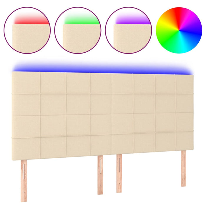 Tăblie de pat cu LED, crem, 200x5x118/128 cm, textil - WALTI WALTI