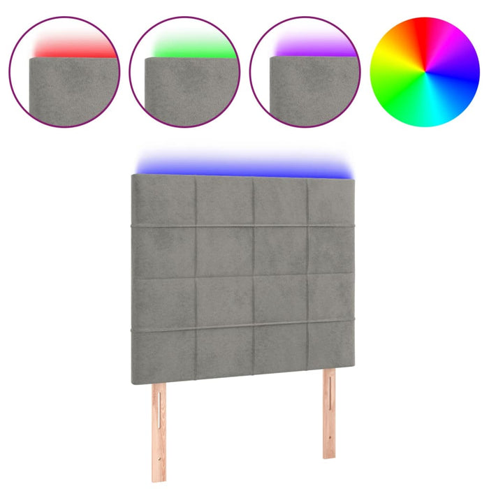 Tăblie de pat cu LED, gri deschis, 80x5x118/128 cm, catifea - WALTI WALTI