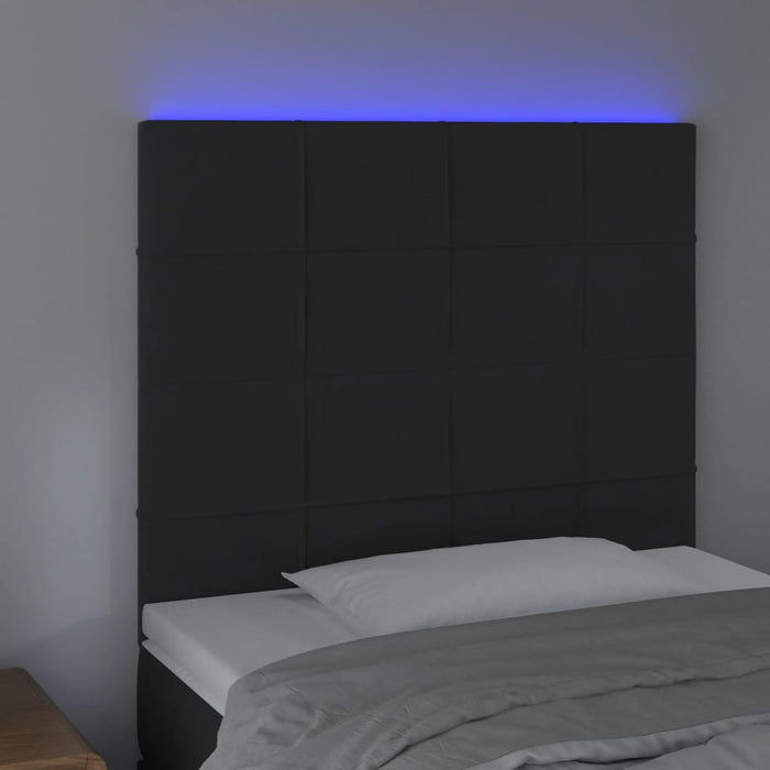 Tăblie de pat cu LED, negru, 80x5x118/128 cm, catifea - WALTI WALTI