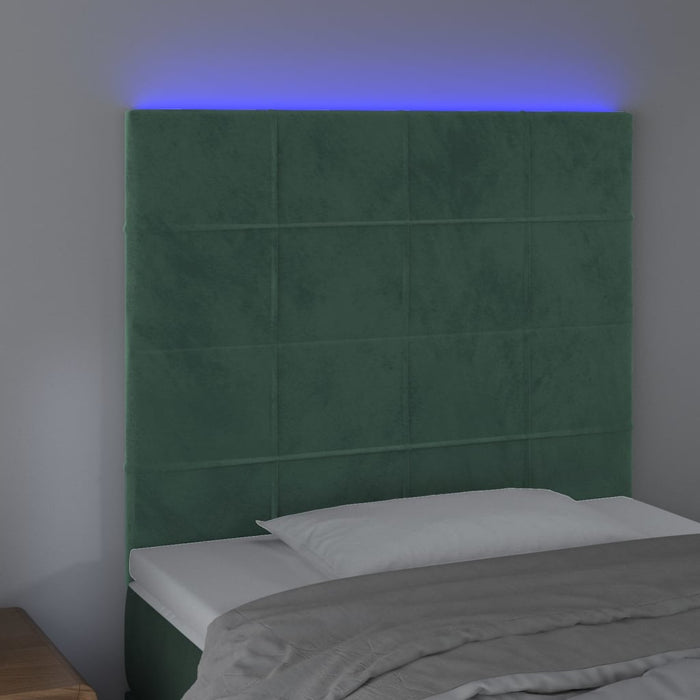 Tăblie de pat cu LED, verde închis, 80x5x118/128 cm, catifea - WALTI WALTI