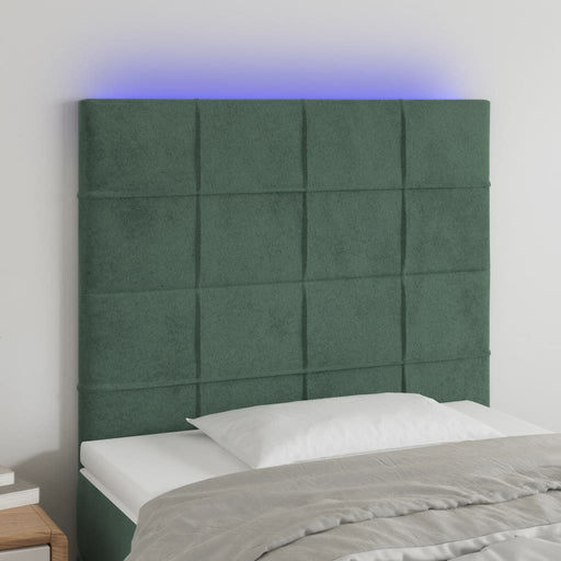 Tăblie de pat cu LED, verde închis, 80x5x118/128 cm, catifea - WALTI WALTI