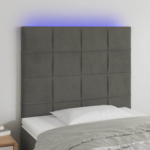 Tăblie de pat cu LED, gri închis, 90x5x118/128 cm, catifea - WALTI WALTI