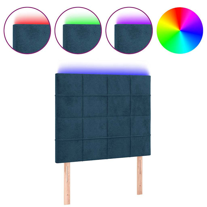 Tăblie de pat cu LED, albastru închis, 90x5x118/128 cm, catifea - WALTI WALTI