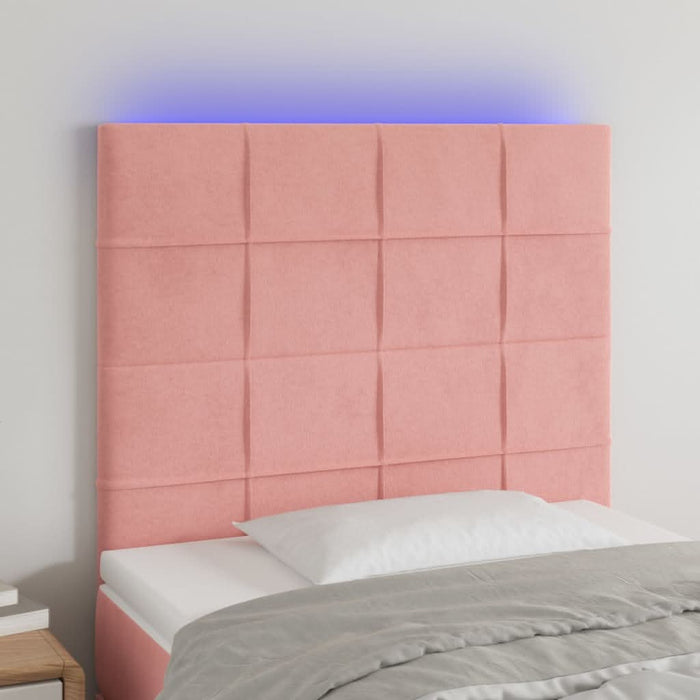 Tăblie de pat cu LED, roz, 90x5x118/128 cm, catifea - WALTI WALTI