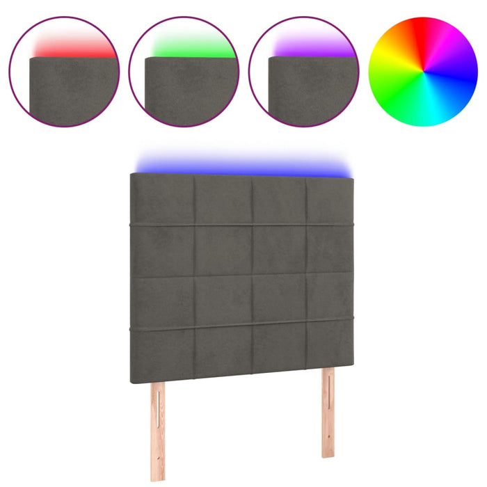 Tăblie de pat cu LED, gri închis, 100x5x118/128 cm, textil - WALTI WALTI
