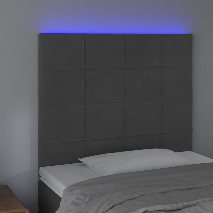 Tăblie de pat cu LED, gri închis, 100x5x118/128 cm, textil - WALTI WALTI