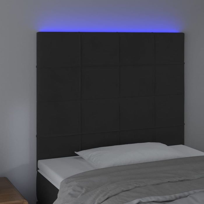 Tăblie de pat cu LED, negru, 100x5x118/128 cm, catifea - WALTI WALTI