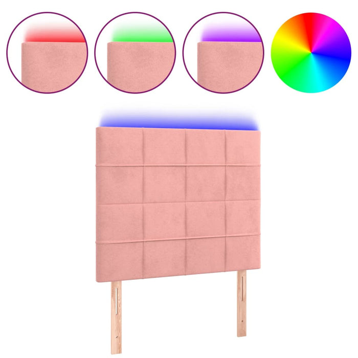 Tăblie de pat cu LED, roz, 100x5x118/128 cm, catifea - WALTI WALTI