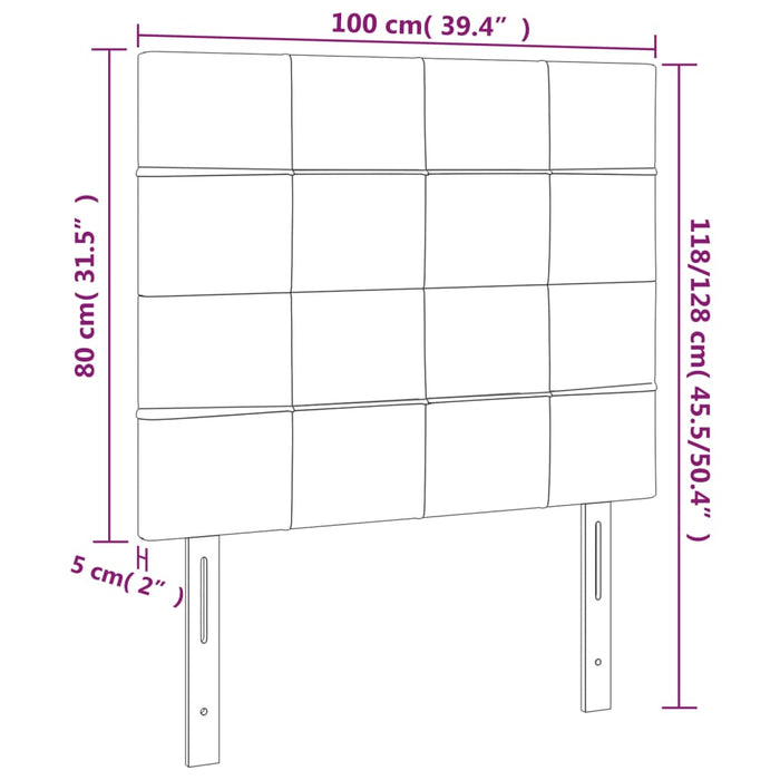Tăblie de pat cu LED, roz, 100x5x118/128 cm, catifea - WALTI WALTI