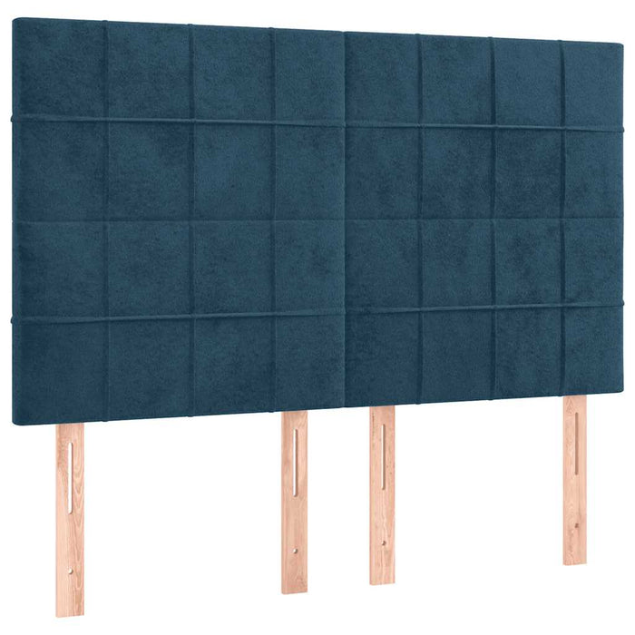 Tăblie de pat cu LED, albastru închis, 144x5x118/128cm, catifea - WALTI WALTI