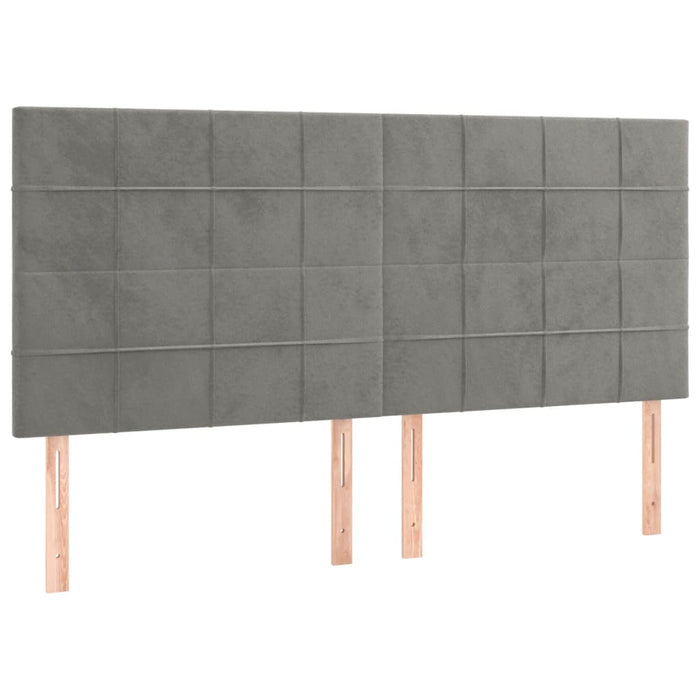 Tăblie de pat cu LED, gri deschis, 160x5x118/128 cm, catifea - WALTI WALTI