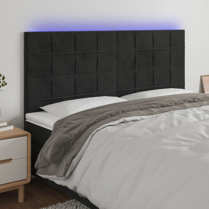 Tăblie de pat cu LED, negru, 160x5x118/128 cm, catifea - WALTI WALTI
