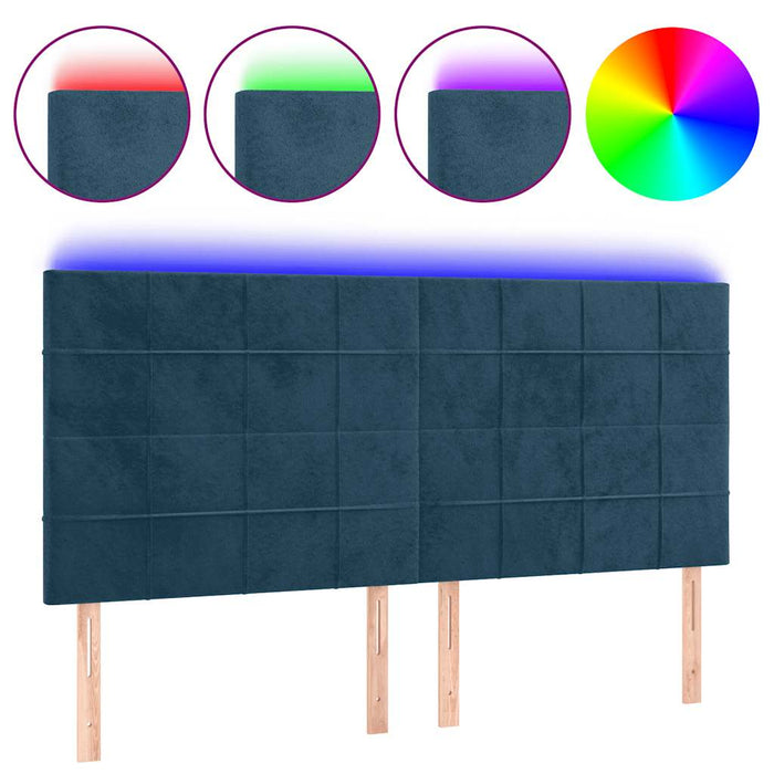 Tăblie de pat cu LED, albastru închis, 160x5x118/128cm, catifea - WALTI WALTI