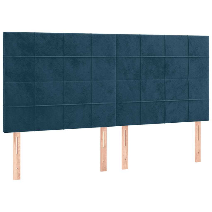 Tăblie de pat cu LED, albastru închis, 160x5x118/128cm, catifea - WALTI WALTI