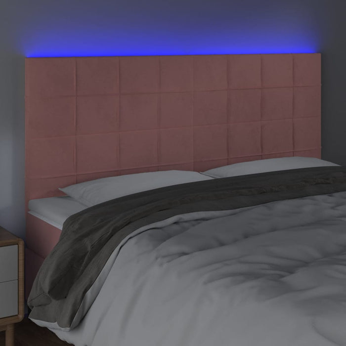 Tăblie de pat cu LED, roz, 160x5x118/128 cm, catifea - WALTI WALTI