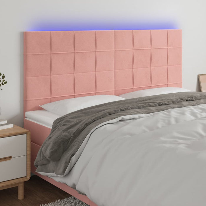 Tăblie de pat cu LED, roz, 160x5x118/128 cm, catifea - WALTI WALTI