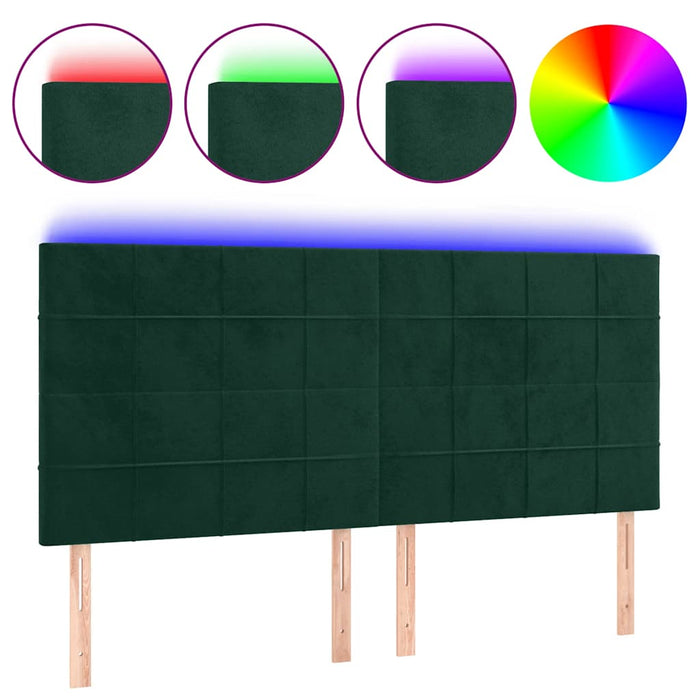 Tăblie de pat cu LED, verde închis, 180x5x118/128 cm, catifea - WALTI WALTI