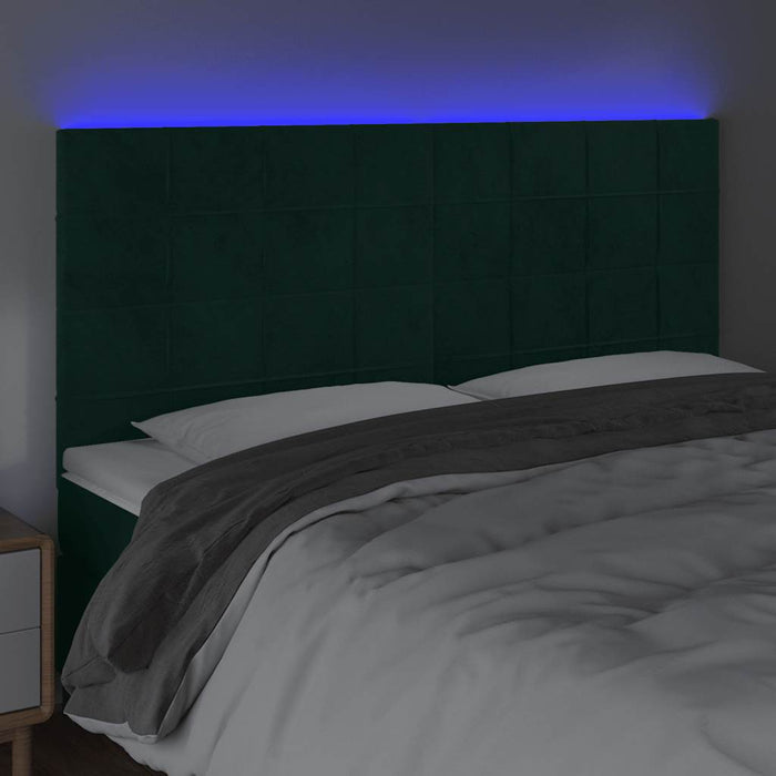 Tăblie de pat cu LED, verde închis, 180x5x118/128 cm, catifea - WALTI WALTI