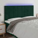 Tăblie de pat cu LED, verde închis, 180x5x118/128 cm, catifea - WALTI WALTI