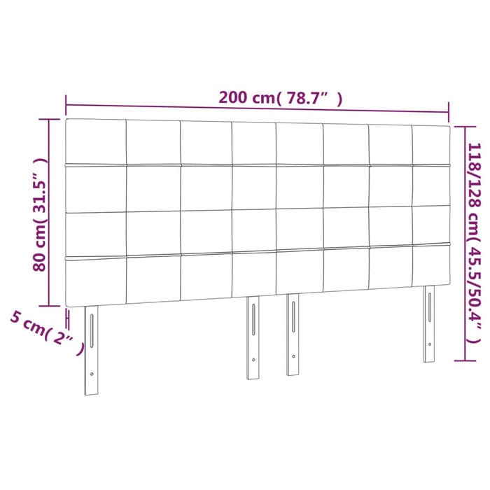 Tăblie de pat cu LED, gri închis, 200x5x118/128 cm, catifea - WALTI WALTI