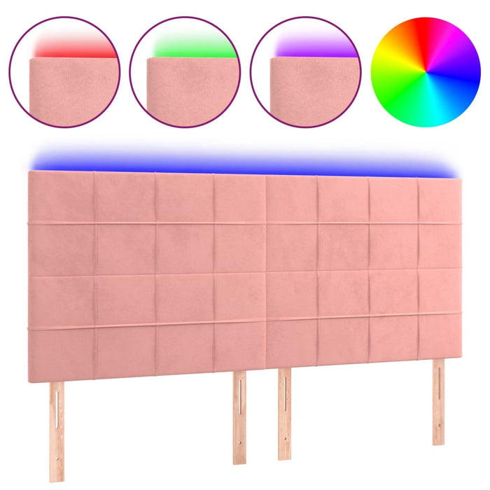 Tăblie de pat cu LED, roz, 200x5x118/128 cm, catifea - WALTI WALTI