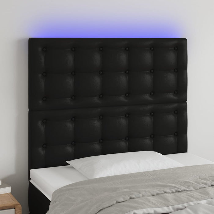 Tăblie de pat cu LED, negru, 80x5x118/128 cm, piele ecologică - WALTI WALTI