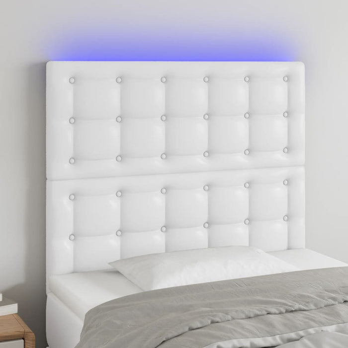 Tăblie de pat cu LED, alb, 80x5x118/128 cm, piele ecologică - WALTI WALTI