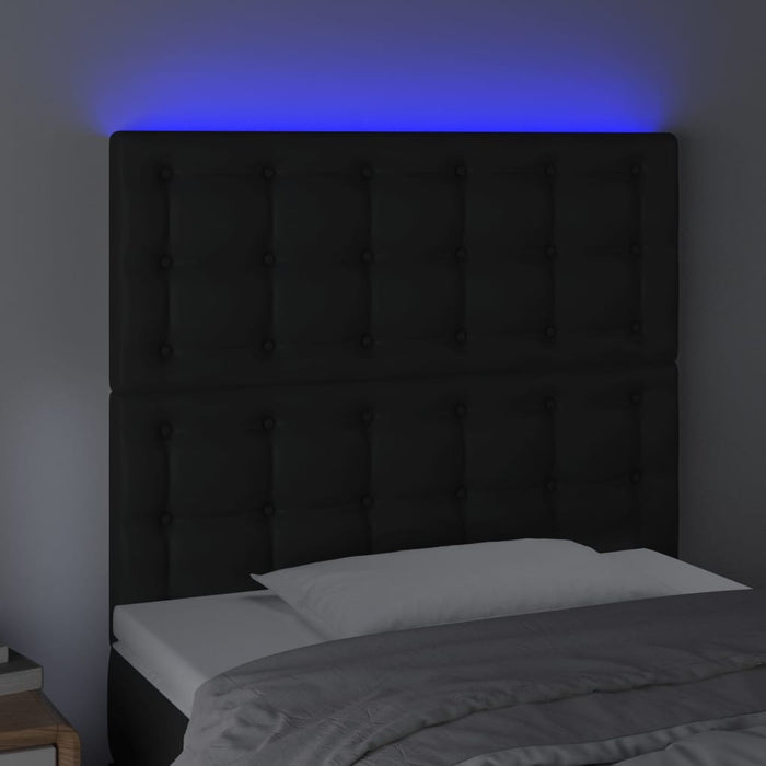 Tăblie de pat cu LED, negru, 90x5x118/128 cm, catifea - WALTI WALTI