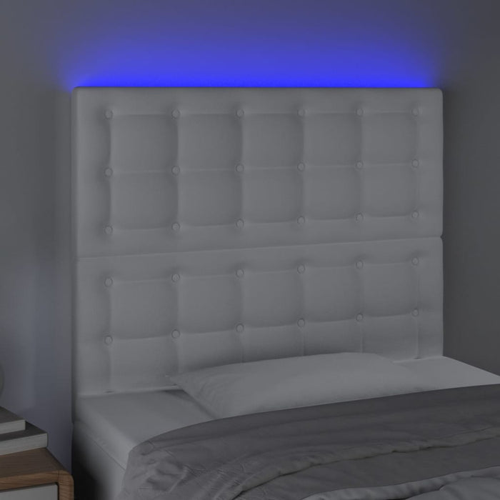 Tăblie de pat cu LED, alb, 90x5x118/128 cm, piele ecologică - WALTI WALTI