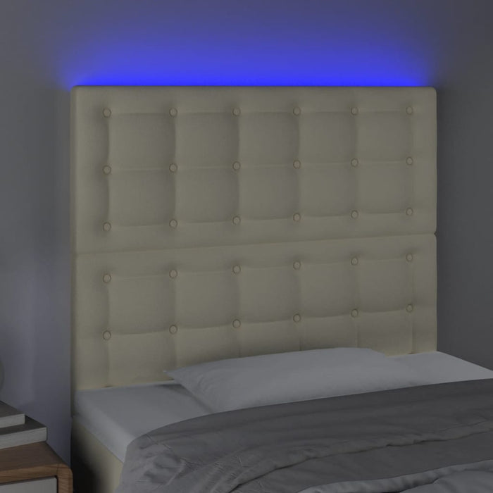 Tăblie de pat cu LED, crem, 90x5x118/128 cm, piele ecologică - WALTI WALTI