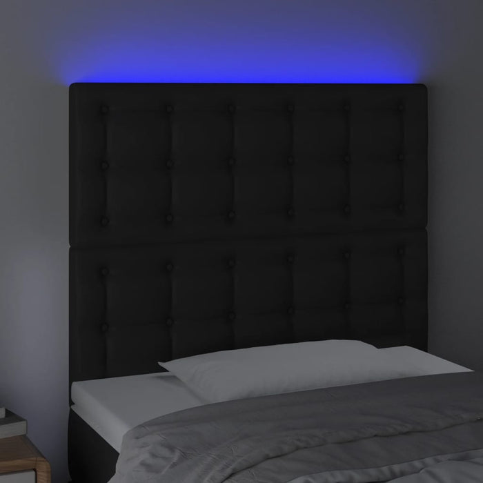 Tăblie de pat cu LED, negru, 100x5x118/128 cm, piele ecologică - WALTI WALTI