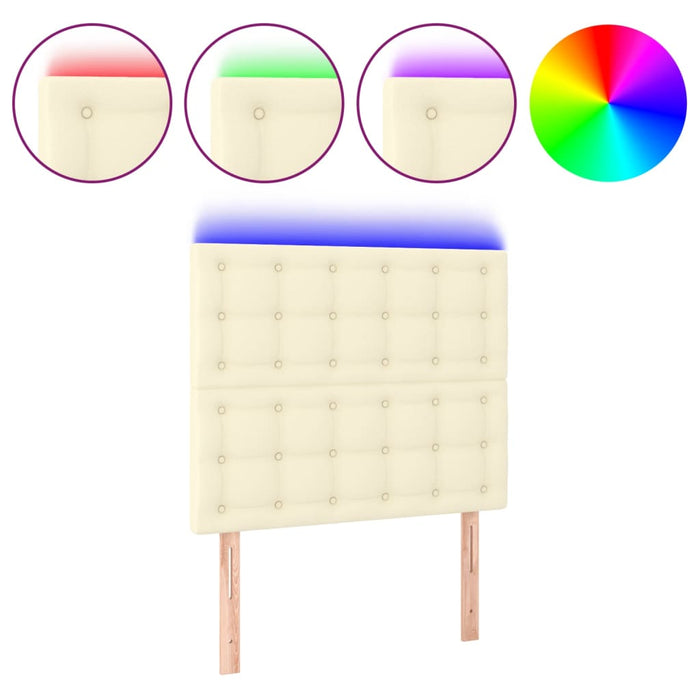 Tăblie de pat cu LED, crem, 100x5x118/128 cm, piele ecologică - WALTI WALTI
