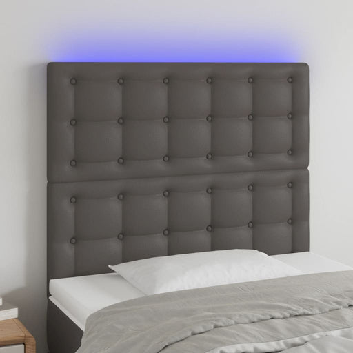 Tăblie de pat cu LED, gri, 100x5x118/128 cm, piele ecologică - WALTI WALTI