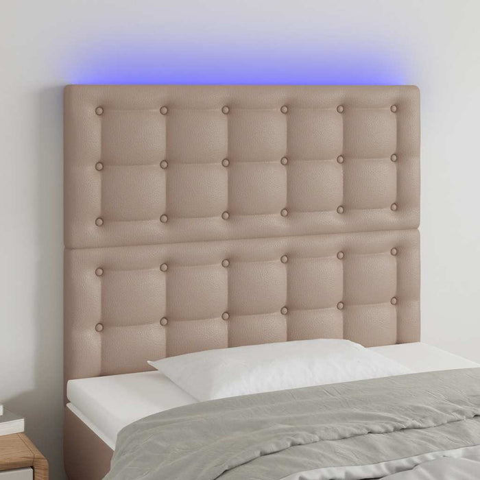 Tăblie de pat cu LED, cappuccino, 100x5x118/128 cm, piele eco - WALTI WALTI