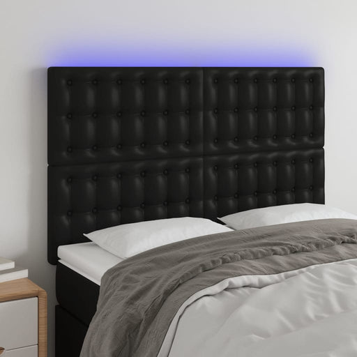 Tăblie de pat cu LED, negru, 144x5x118/128 cm, piele ecologică - WALTI WALTI