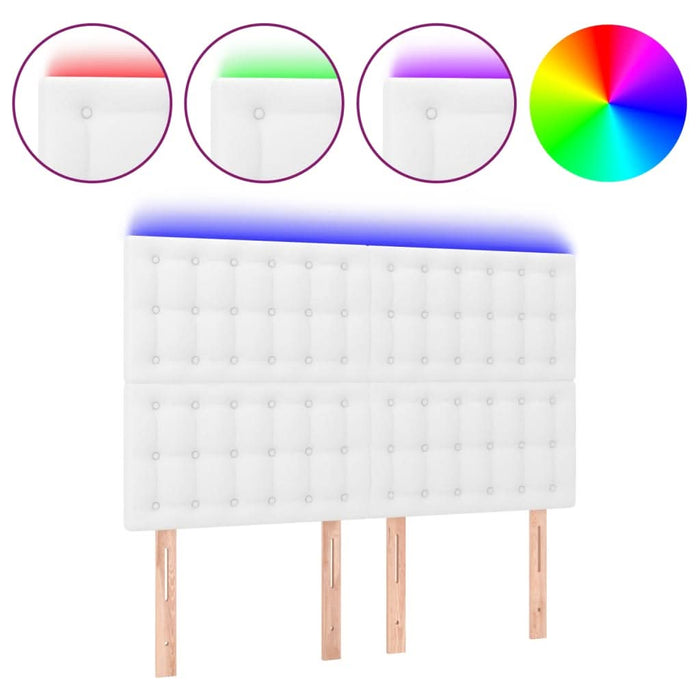 Tăblie de pat cu LED, alb, 144x5x118/128 cm, piele ecologică - WALTI WALTI