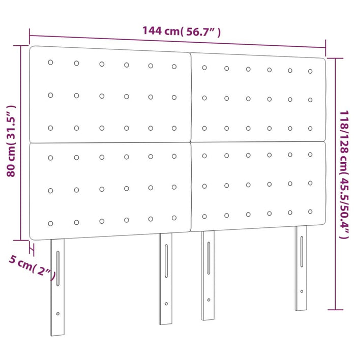 Tăblie de pat cu LED, alb, 144x5x118/128 cm, piele ecologică - WALTI WALTI