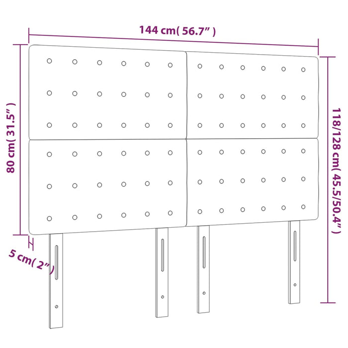 Tăblie de pat cu LED, crem, 144x5x118/128 cm, piele ecologică - WALTI WALTI