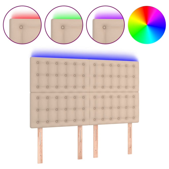 Tăblie de pat cu LED, cappuccino, 144x5x118/128 cm, piele eco - WALTI WALTI