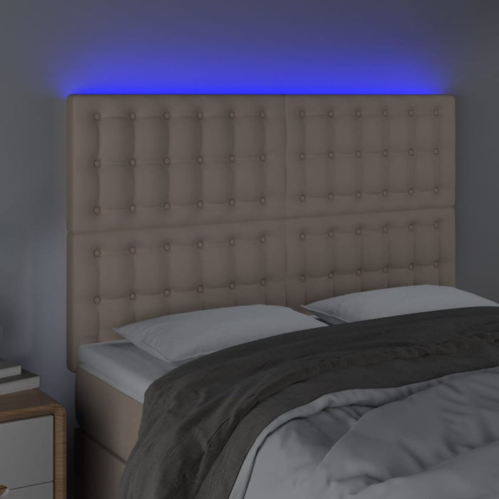 Tăblie de pat cu LED, cappuccino, 144x5x118/128 cm, piele eco - WALTI WALTI