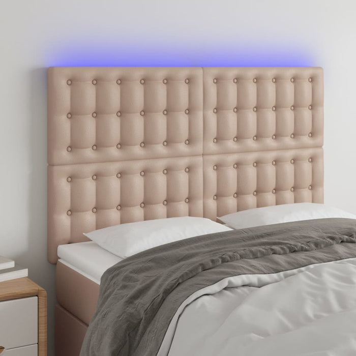 Tăblie de pat cu LED, cappuccino, 144x5x118/128 cm, piele eco - WALTI WALTI