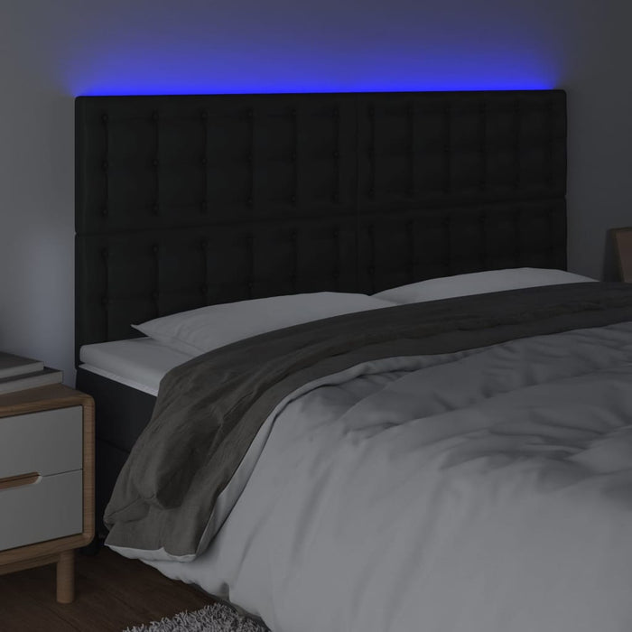 Tăblie cu LED-uri, negru, 160x5x118/128 cm, piele ecologică - WALTI WALTI