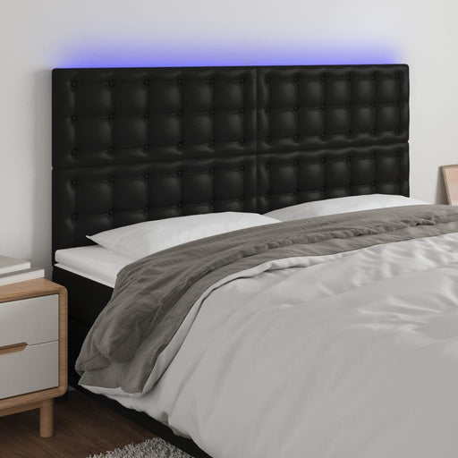 Tăblie cu LED-uri, negru, 160x5x118/128 cm, piele ecologică - WALTI WALTI