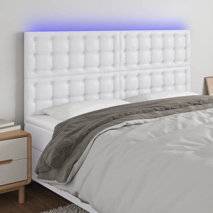 Tăblie cu LED-uri, alb, 160x5x118/128 cm, piele ecologică WALTI
