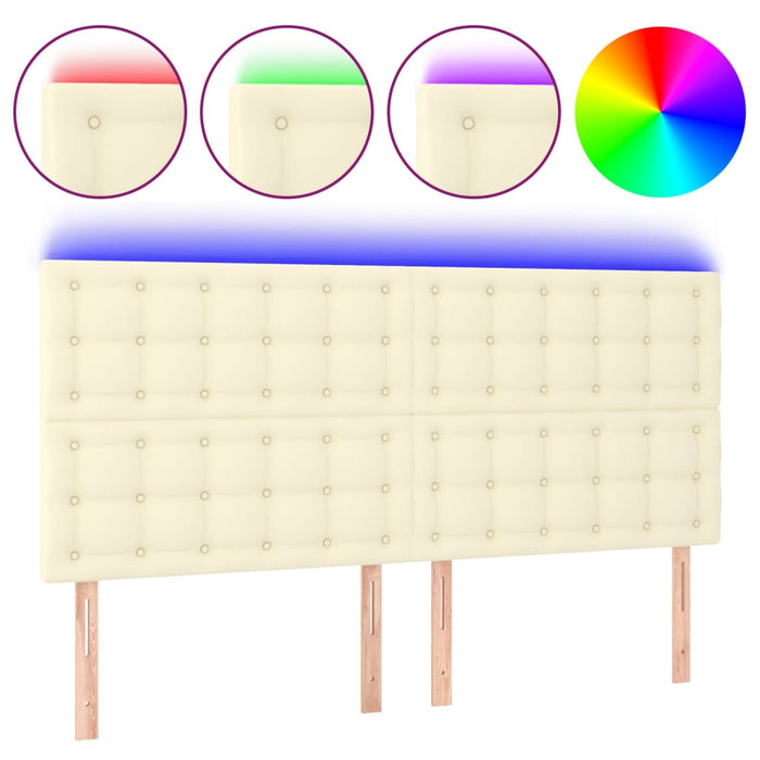 Tăblie cu LED-uri, crem, 160x5x118/128 cm, piele ecologică - WALTI WALTI