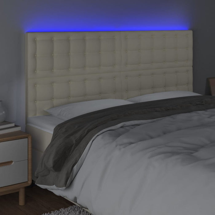 Tăblie cu LED-uri, crem, 160x5x118/128 cm, piele ecologică - WALTI WALTI