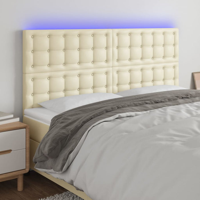 Tăblie cu LED-uri, crem, 160x5x118/128 cm, piele ecologică - WALTI WALTI