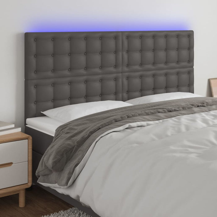 Tăblie cu LED-uri, gri, 160x5x118/128 cm, piele ecologică WALTI