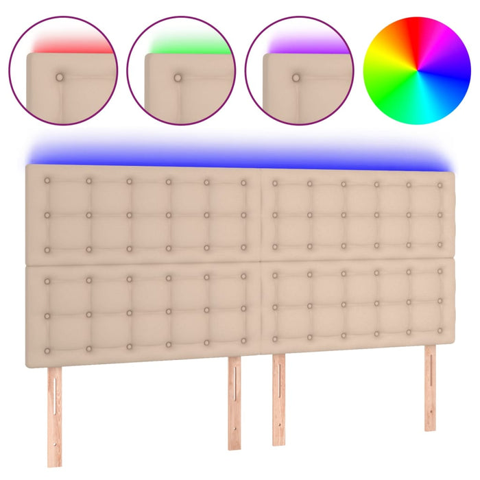 Tăblie de pat cu LED, cappuccino, 160x5x118/128 cm, piele eco - WALTI WALTI