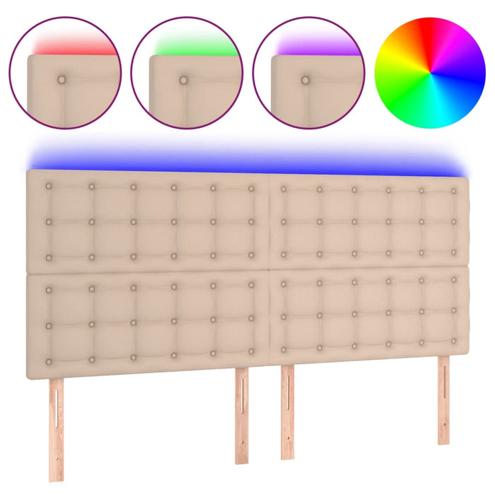 Tăblie de pat cu LED, cappuccino, 180x5x118/128 cm, piele eco - WALTI WALTI